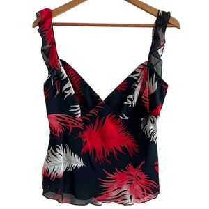 Y2K Silk Babydoll Top L Floral Ruffled Whimsigoth Festival Fairy